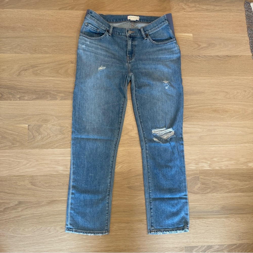 HATCH Collection The Boyfriend Maternity Jeans Destroyed Light Wash Size 25